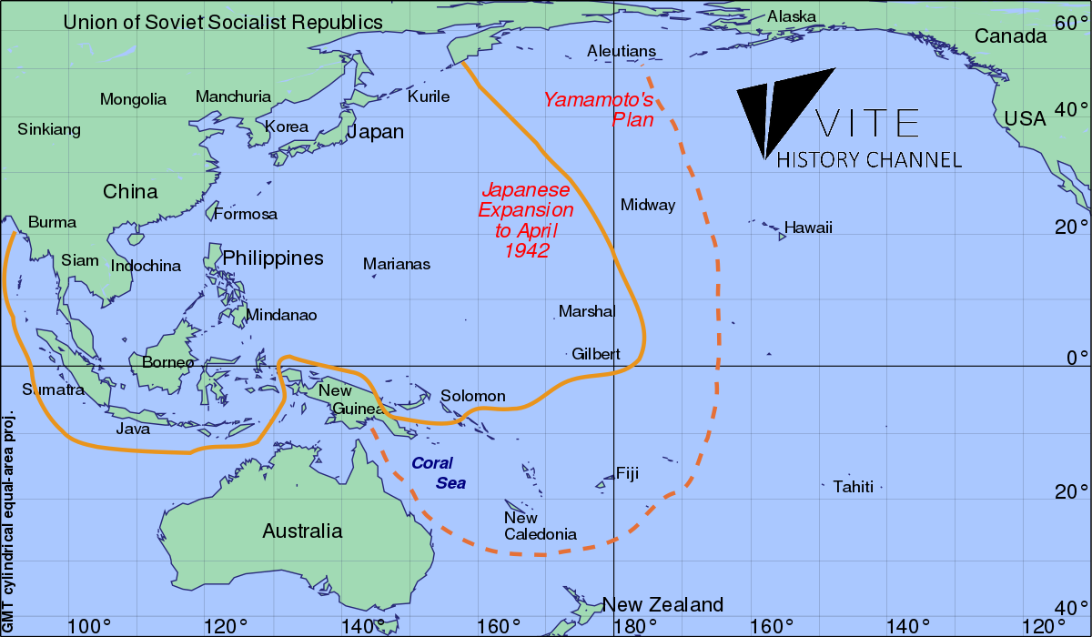 The extent of Japanese military expansion in the Pacific, April 1942.png